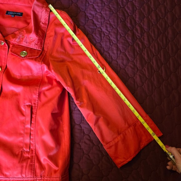 Jones New York Signature Women Medium Red Coat Jacket Mesh Lined - Picture 8 of 12